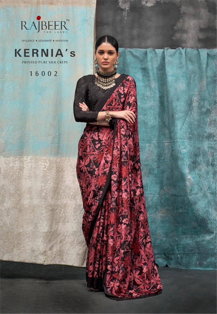 Rajbeer Kernia’S Pure Crape Wholesale Fancy Sarees Catalog — Wholesale Sarees, MPA wholesale from Surat — view 12